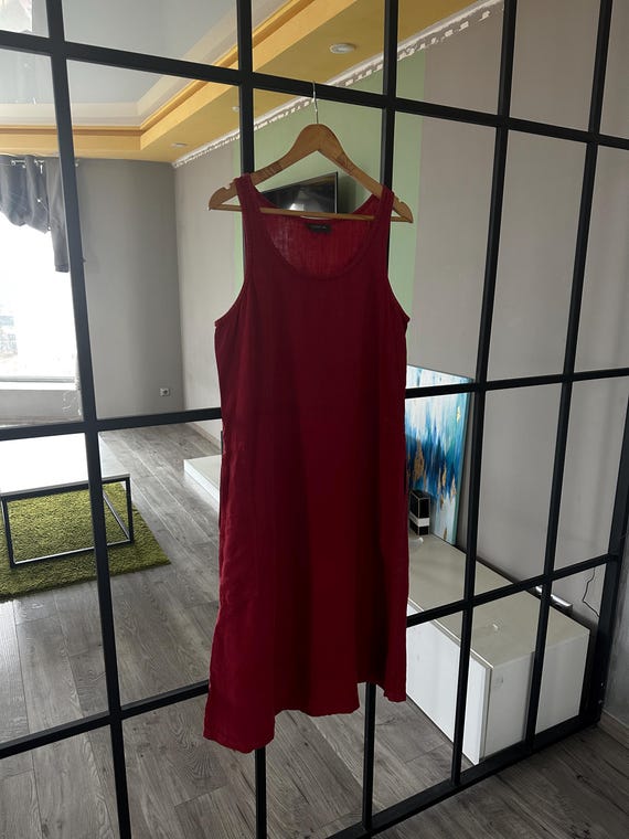 Oska linen women's red oversized washed sleeveless dress