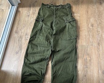 Rare 60s Dutch Army HBT cargo military Pants Size: S