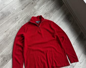 Bluza męska Polo Ralph Lauren w kolorze czerwonym, bawełniana, zapinana na pół, w stylu vintage, rozmiar: M