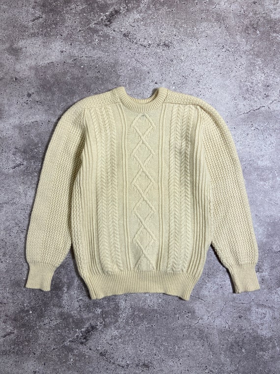 Barbour vintage white mens heavy wool knit sweater - image 1