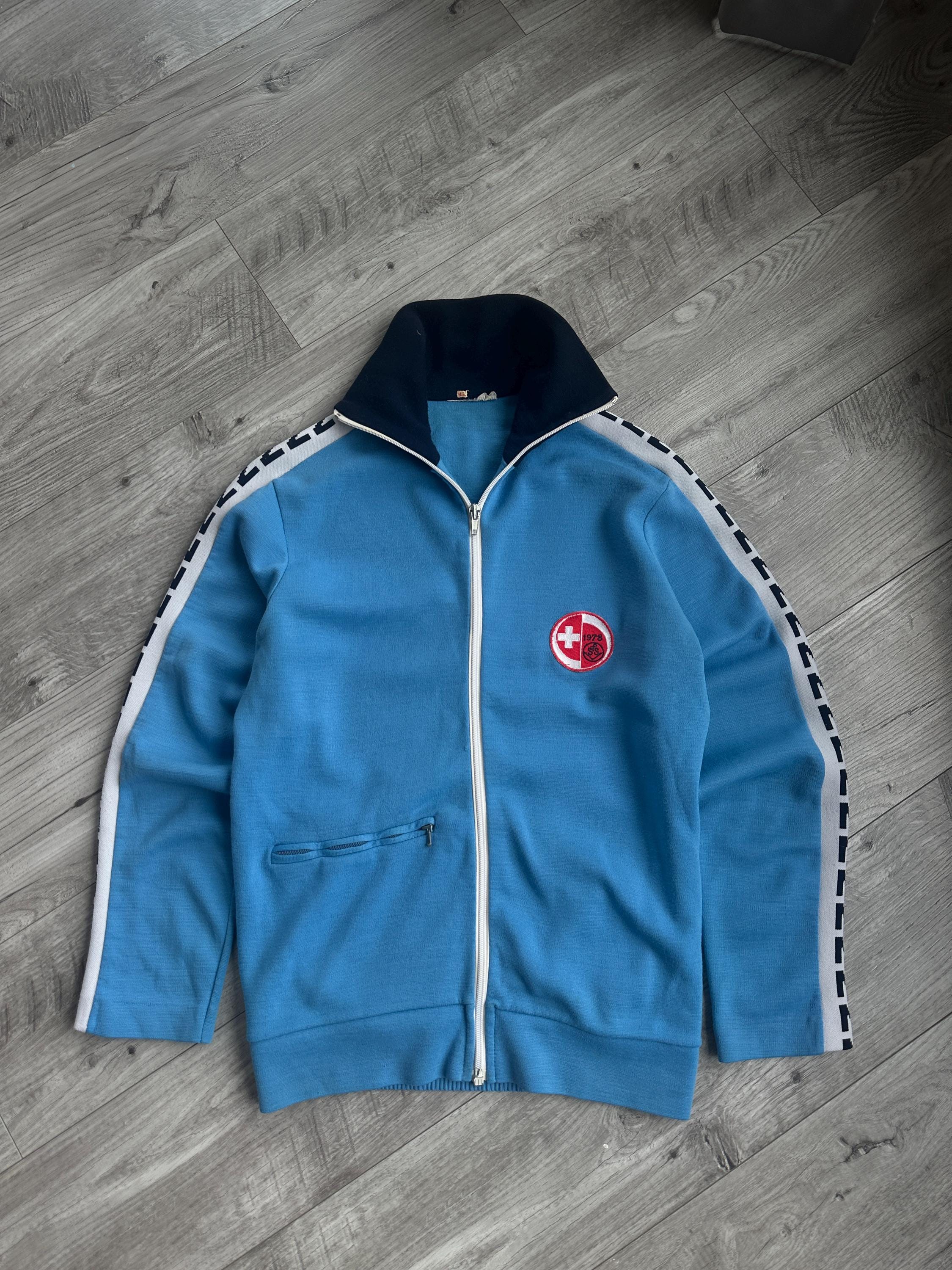 Vintage 70s Switzerland Blue Track Zip up Jacket - Etsy