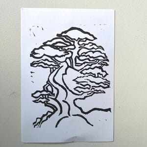 Impresión Linograbado Bonasai hecha a mano