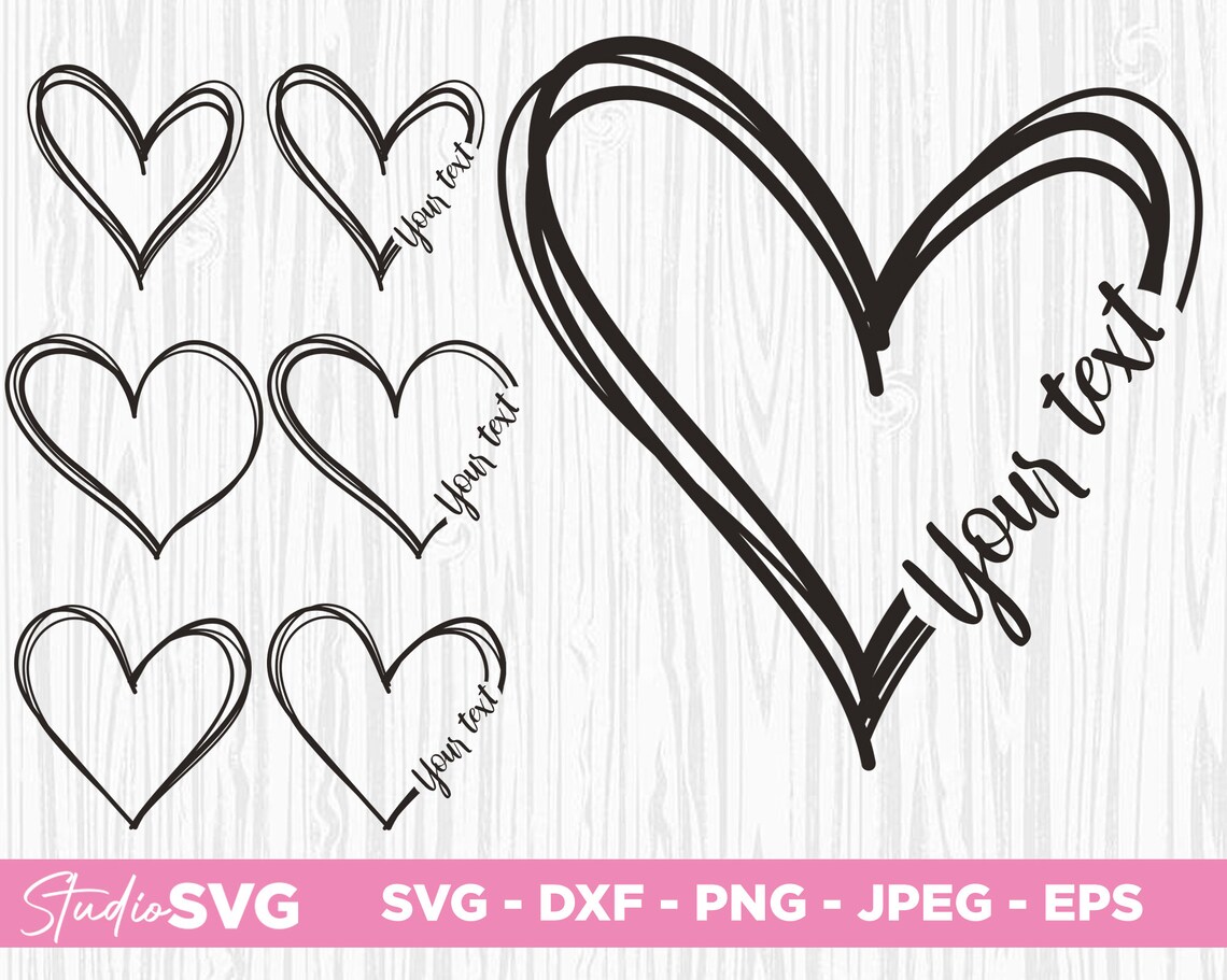 Heart Svg Bundle Doodle Heart Svg Heart Svg Open Heart Svg - Etsy