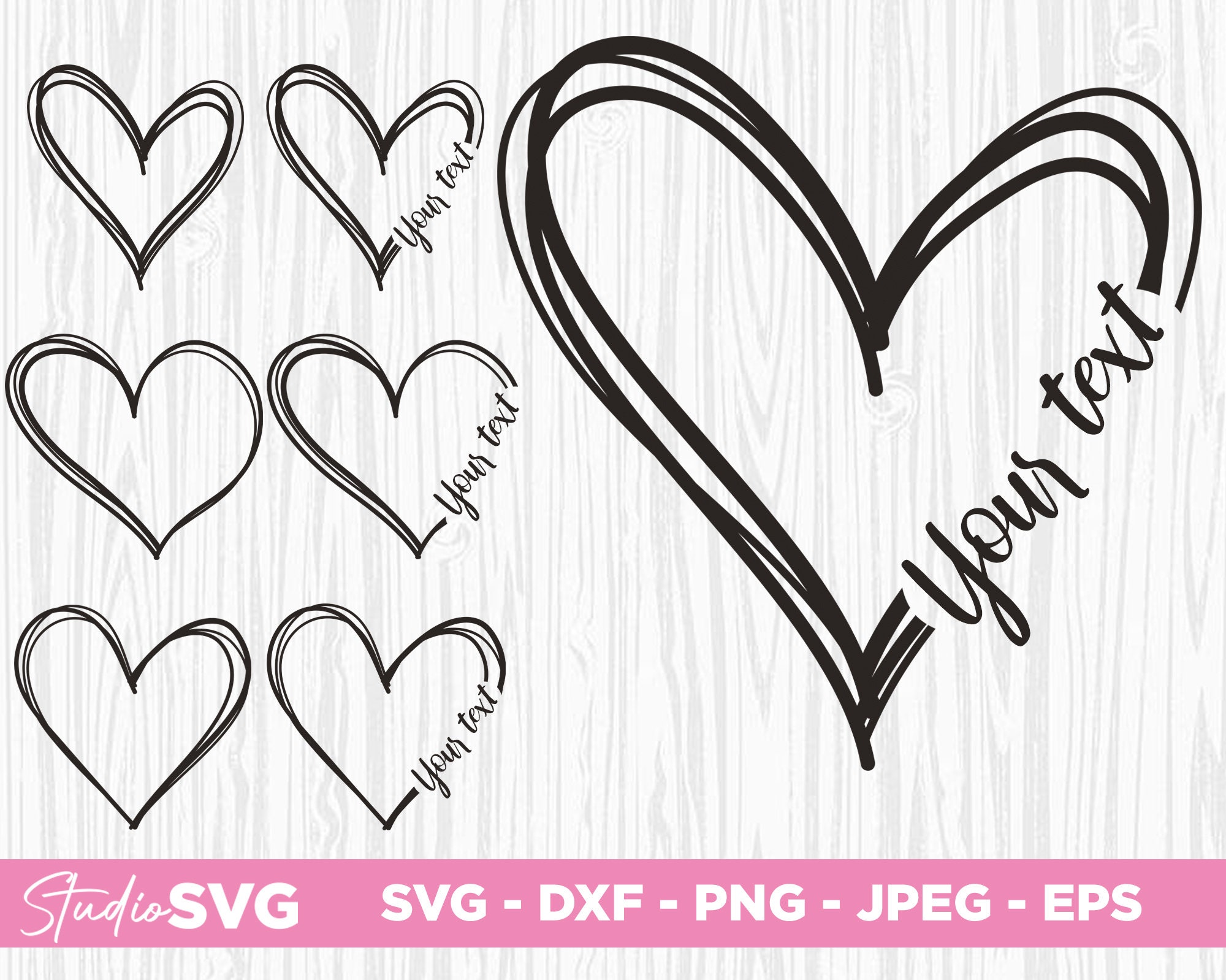 Heart Svg Bundle Doodle Heart Svg Heart Svg Open Heart Svg - Etsy