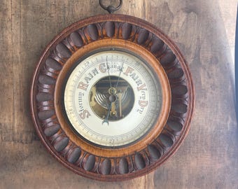 Antique Round Aneroid Wall Barometer