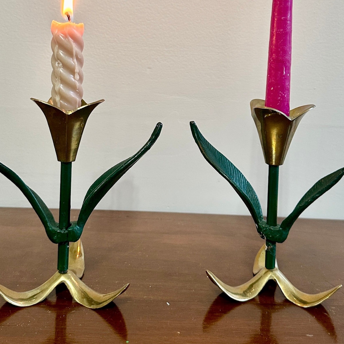 Pair of Vintage Brass Lily Candlestick Holders Antique Tulip/flower Shaped Metal & Brass Candleholders Set of 2 Unique Brass Decor. - Etsy