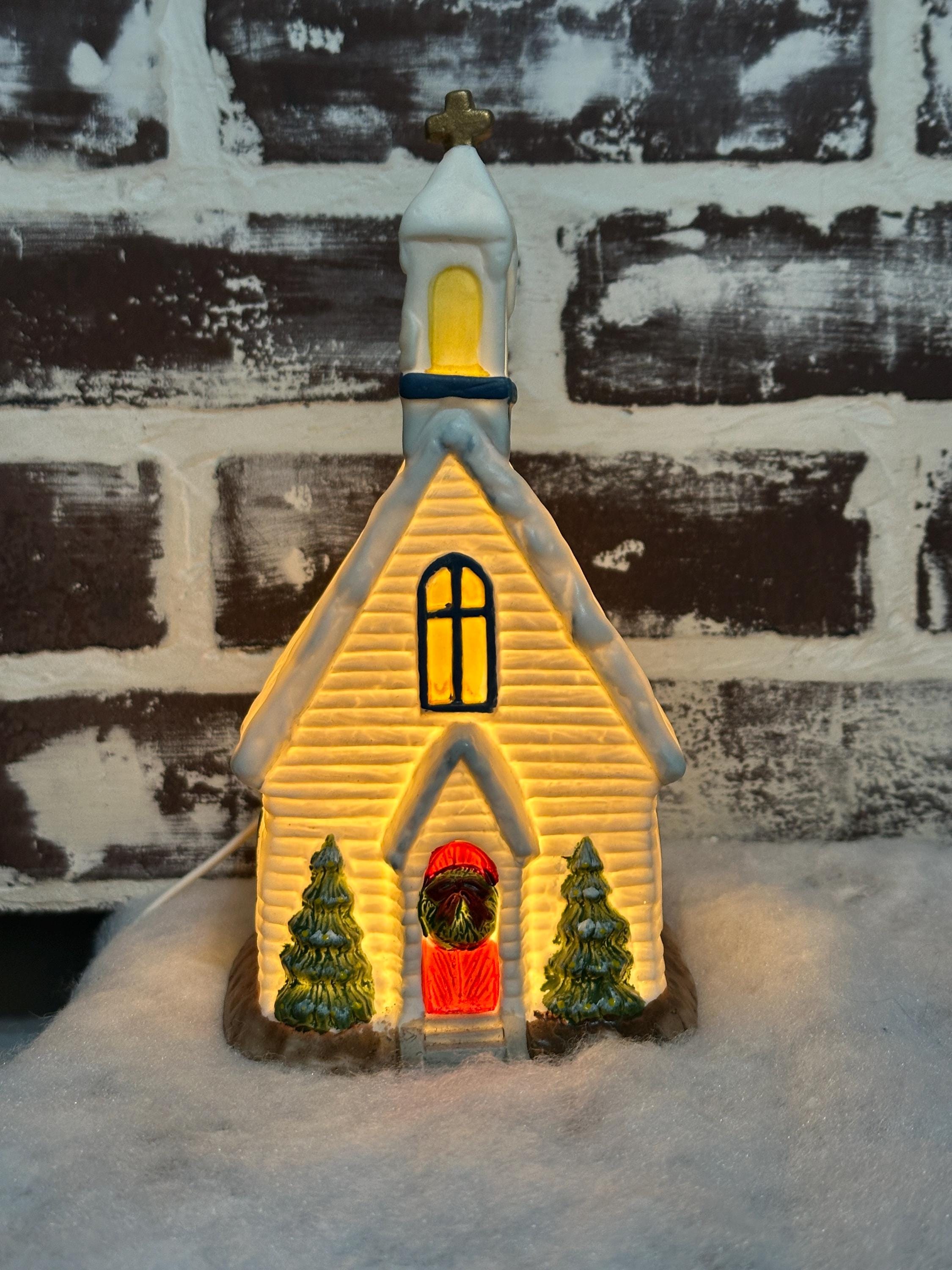 Vintage Christmas Village Church, Collectible Lighted House