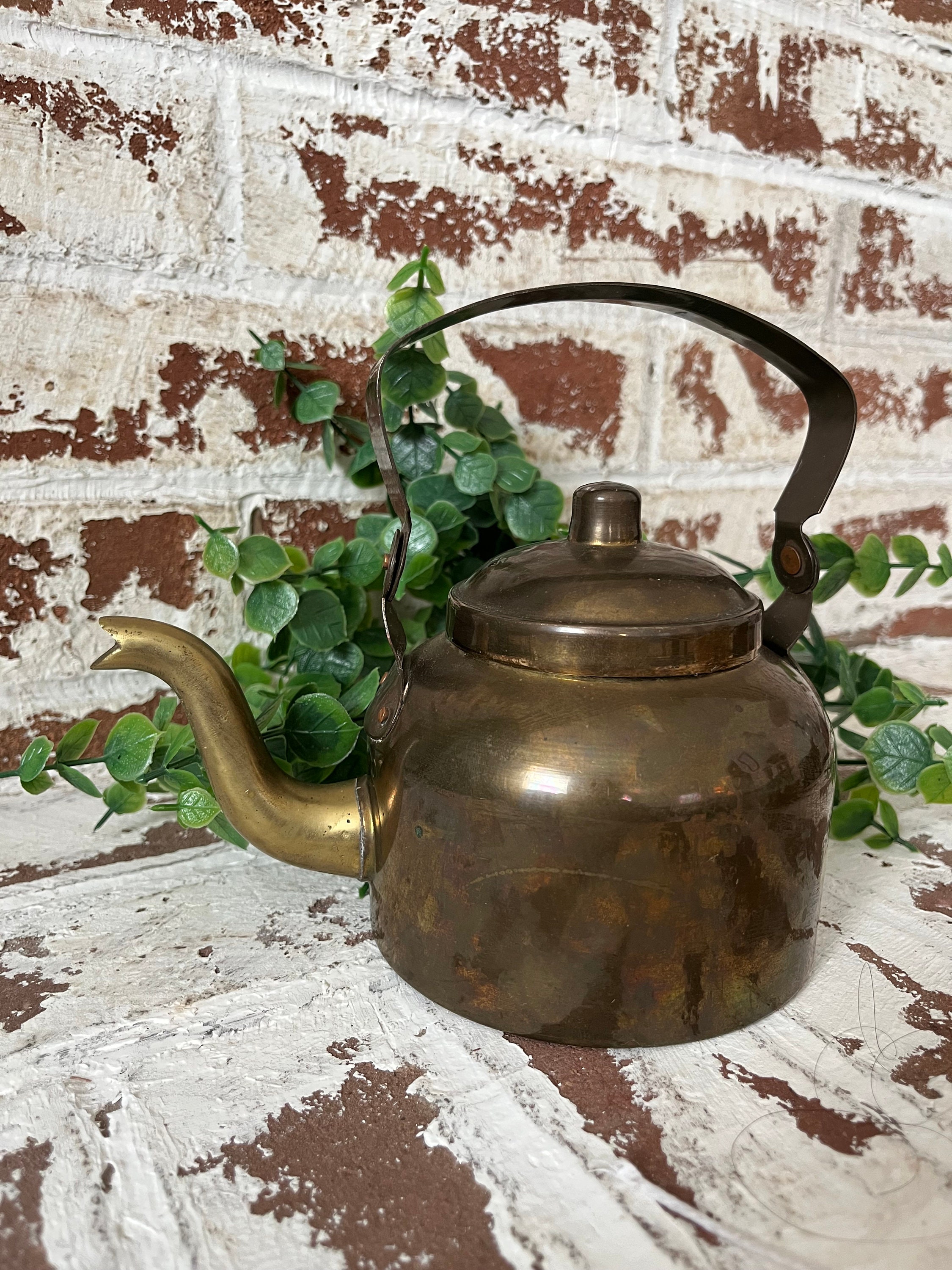 Vintage Handcrafted Copper Brass Tea Kettle, Copper Tea Pot