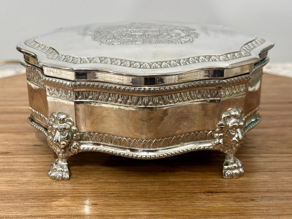 Vintage Silver Plated Jewelry Box; Ornate Casket … - image 9