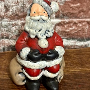 Vintage Ceramic Atlantic Mold Santa Figure; Seated Santa Figurine; Vintage Christmas Decor; Santa Claus Statue; Collectible Santa