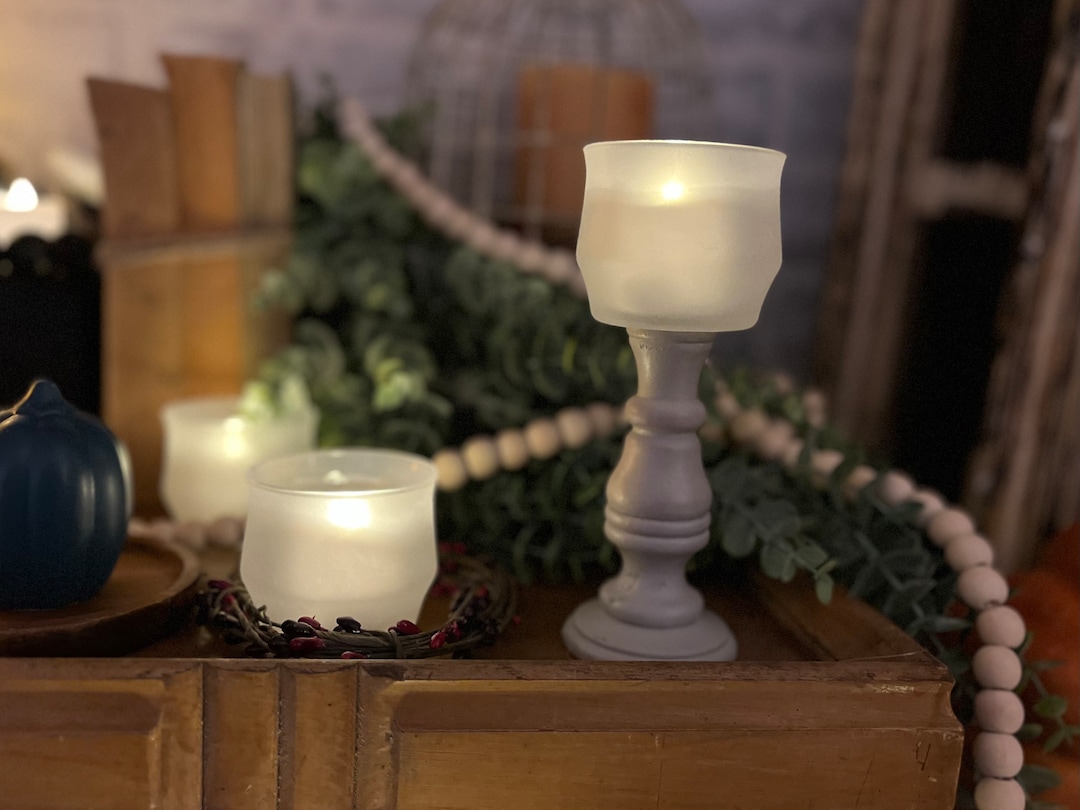 Frosted Votive Candle Holders Set of 4 Etsy