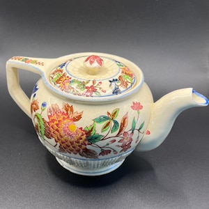 Vintage japanische Teekanne, handbemalte Teekanne, Floral Teekanne