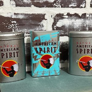 Vintage Natural American Spirits Cigarette Tins; Collectible Tobacco Tin; Metal Box; Tobacco Memorabilia