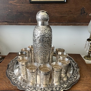 Antique Sterling Silver Barware Set, Sterling Silver Cocktail Set with Hallmark and 925, Giftable Sterling Silver, Anniversary, Wedding