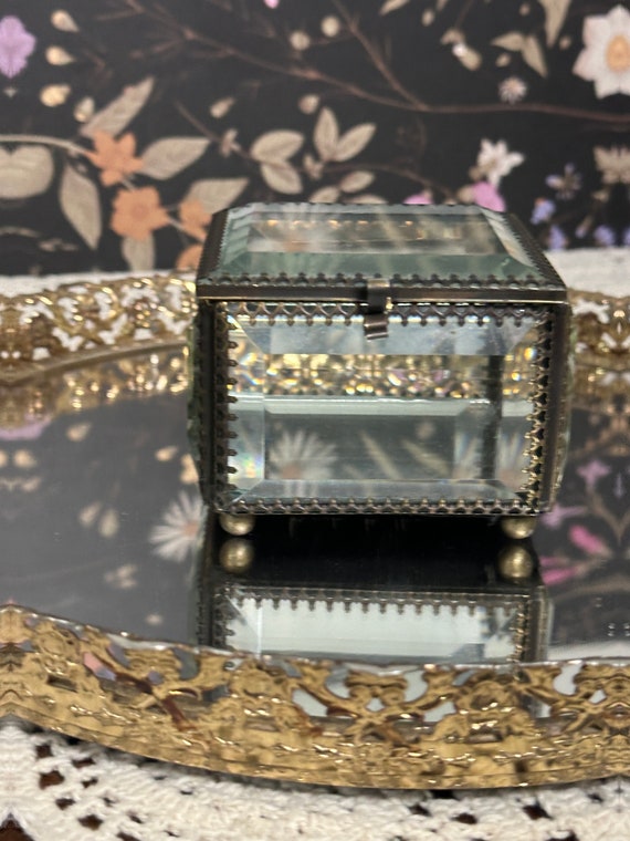 Gorgeous Glass Dresser Box, French Jewelry Box, T… - image 6