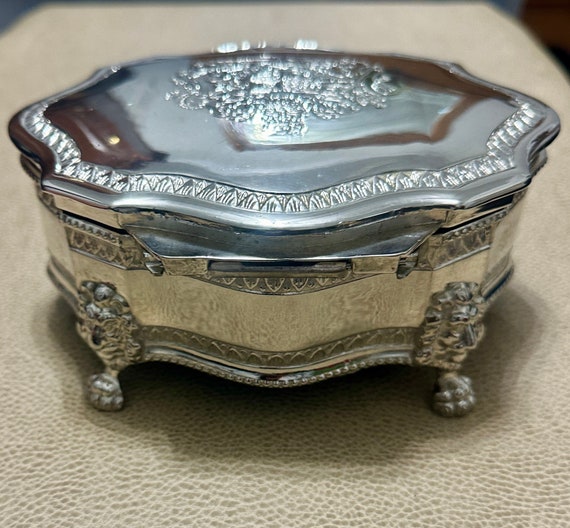 Vintage Silver Plated Jewelry Box; Ornate Casket … - image 3