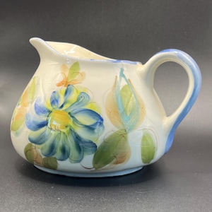 Vintage Secla Portugal Pottery Pitcher, Hand Painted Pitcher, Made in Portugal, Portugal Pottery, Flower Vase