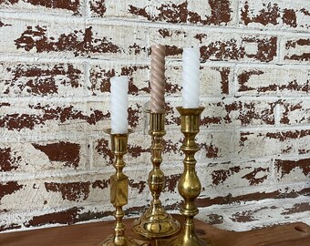 Vintage Brass Candle Holders, Brass Candelabra, Brass Decor, Brass Candle Holder, Taper Candle, Wedding Décor