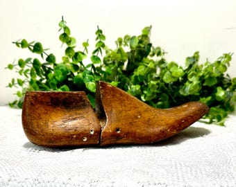 Forma per scarpe in legno vintage, stampo per piede da calzolaio, forma per scarpe da calzolaio, arredamento industriale, forma per scarpe in legno antico