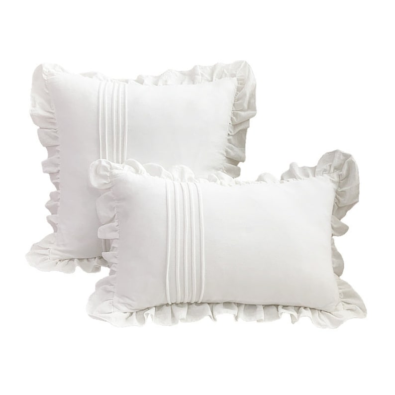 Cotton Ruffled Plain Color Pillowcases, Cushion Cover,100 Cotton