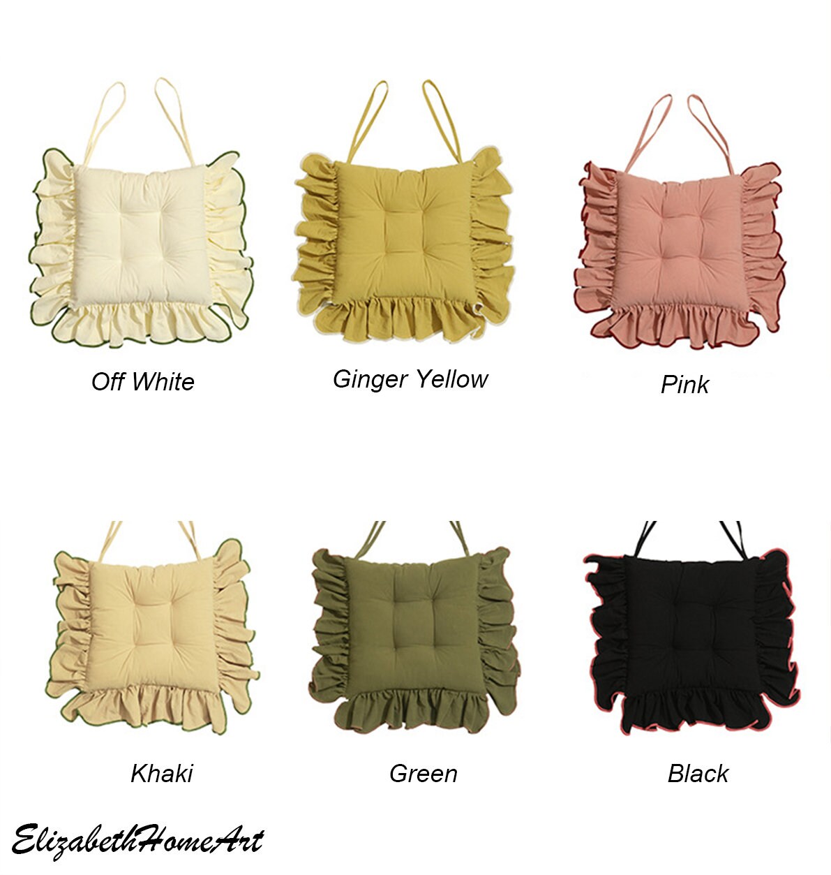 Cotton Ruffled Plain Color Positioning Seat Cushion Chair Cushion,100