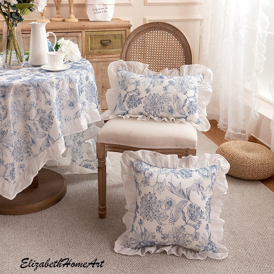 Cotton Ruffled White Embroidered Pillowcases,100 Cotton Pillow Sham