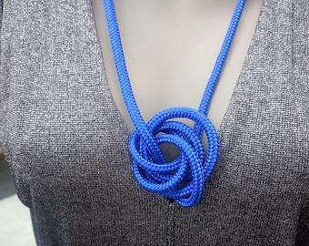 Electric Blue Statement Necklace | Knotted Bib Collar | Handmade Paracord Jewellery | Bold Gift for Her | UK