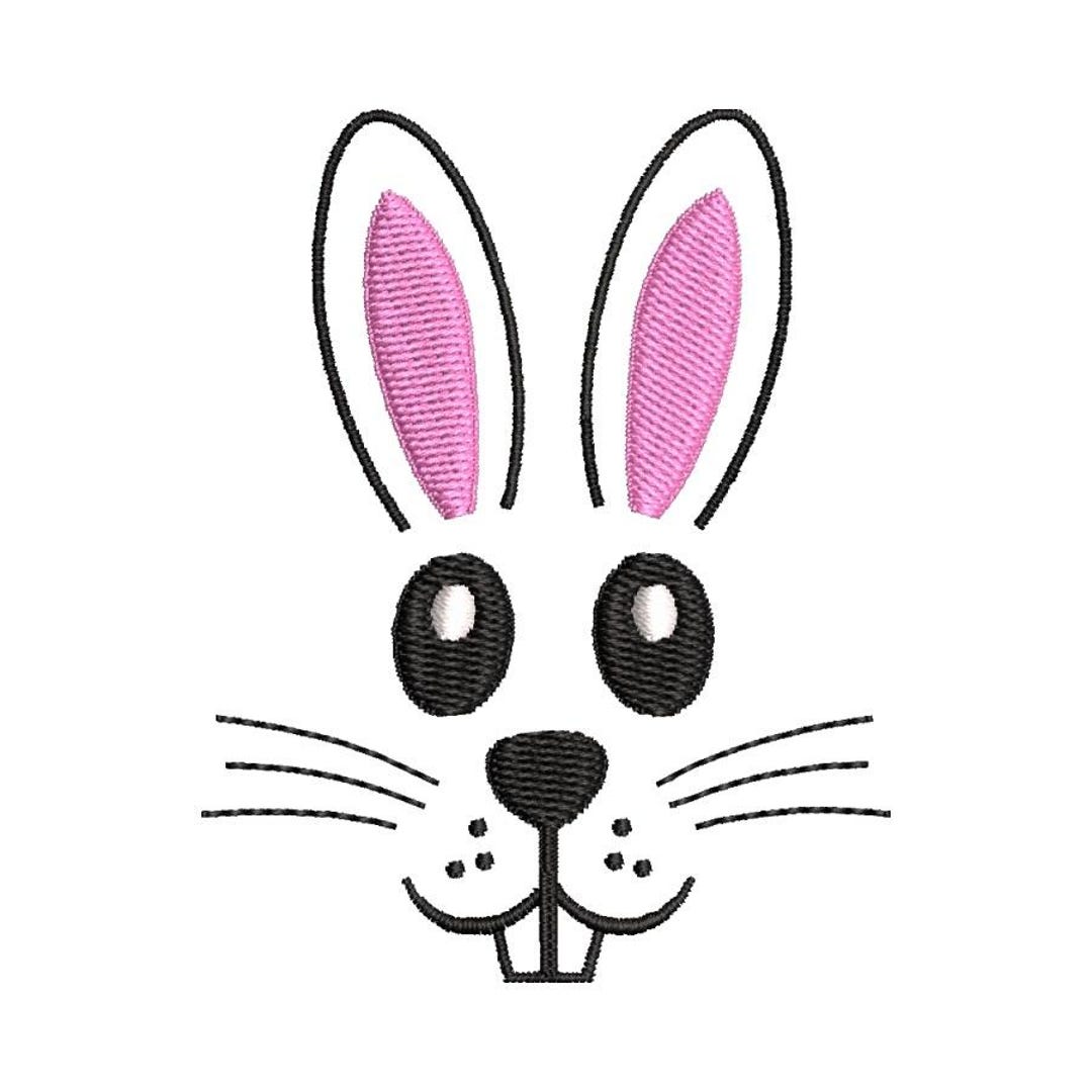 Rabbit Face Pattern Examples Bunny Head Embroidery Design, Cute Rabbit Face Pattern, Easter Animal ...