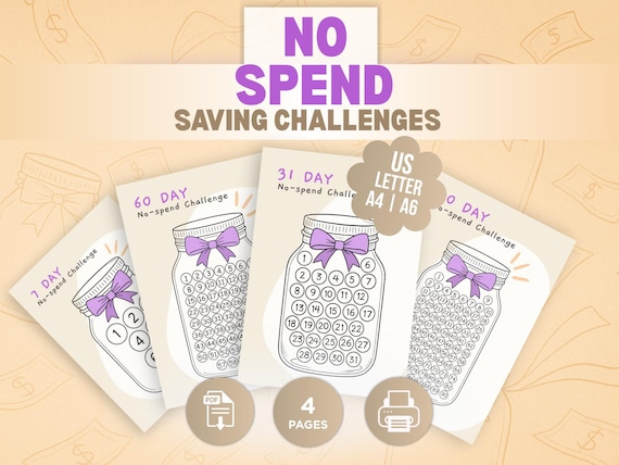 No-Spend Challenge Printable Bundle | Savings Tracker (PDF)