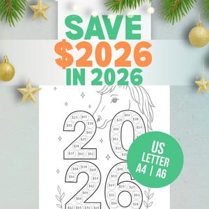 Save 2026 in 2026 | Printable Savings Tracker Book (Year of the Horse) | PDF A4 / US Letter / A6