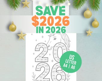 Save 2026 in 2026 | Printable Savings Tracker Book (Year of the Horse) | PDF A4 / US Letter / A6
