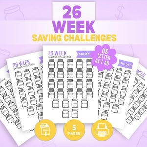 26 Week Savings Challenge Printable Bundle, Money Saving  Tracker, Savings Goal Chart (PDF A6 | A4 | US Letter)