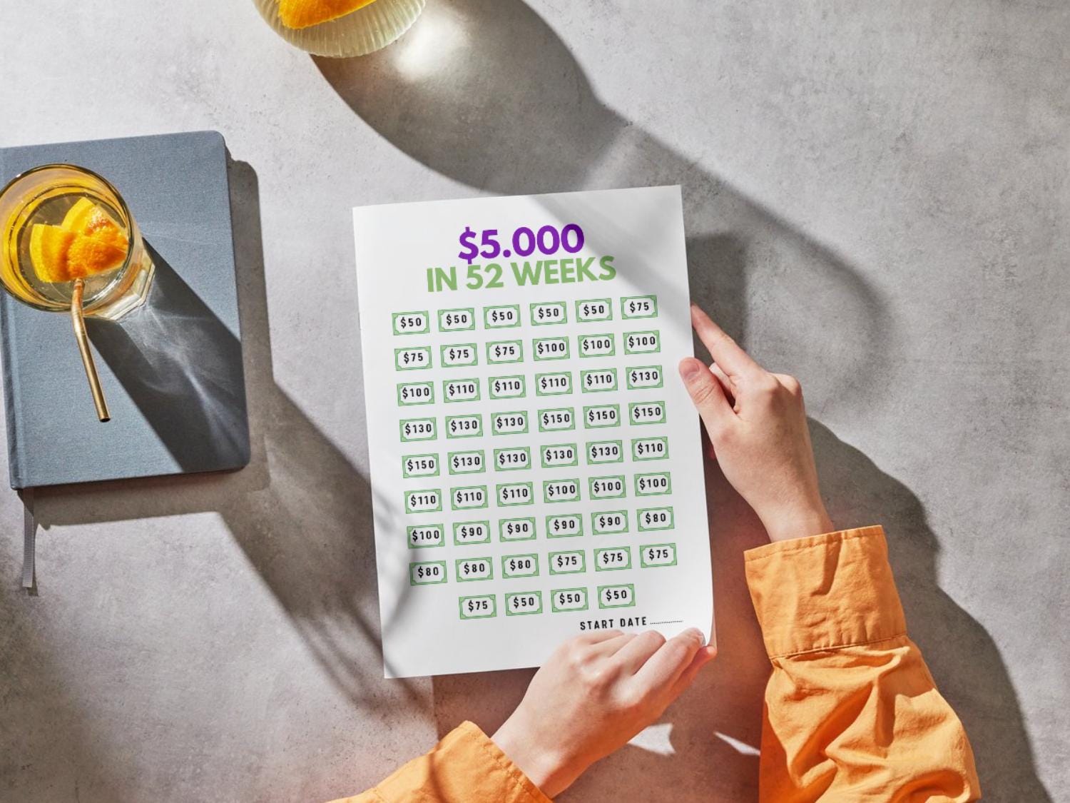 5K Savings Challenge | 5K in 100 Days & 5K in 52 Weeks | Printable ...