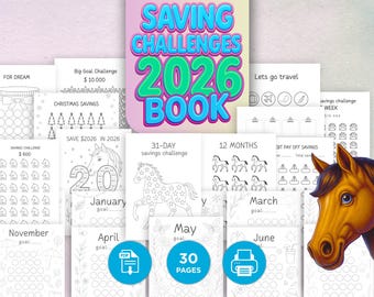 2026 Year of the Horse: Savings Tracker | Challenge Book | Complete Savings Planner |  Printables PDF (A4, US Letter)