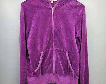 Juicy Couture Purple Velour Zip Hoodie Size M  Crown Logo,