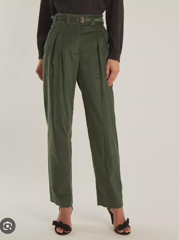 A.P.C., A.P.C. Joan High-rise Corduroy Trousers Pants Dark Green Womens Size 38