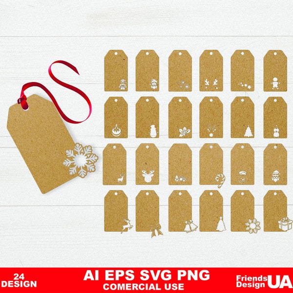Christmas gift tags SVG, Printable gift tags, Bundle for Cricut Glowforge, laser cut file, gift tag template, gift tag name svg