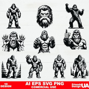 Bigfoot Svg, Big Foot Svg, Yeti Svg, Sasquatch Svg, Wild Monster Svg Vector Cut file for Cricut, Silhouette, Sticker, T-Shirt design