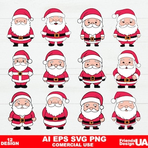Santa Claus 12 SVG, Santa Silhouette, Santa smile,Vector, Commercial Use,Transparent Background,svg bundle,for cricut, Christmas svg