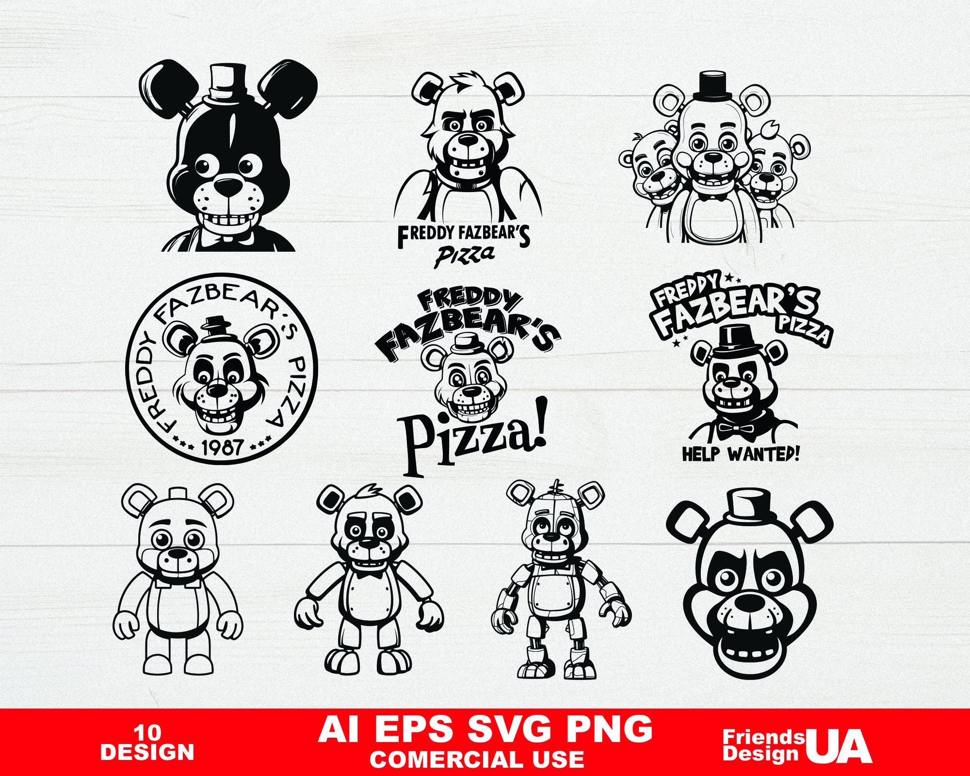Five Nights at Freddy's FNAF 3D UV Transfer Hollowed Stickers