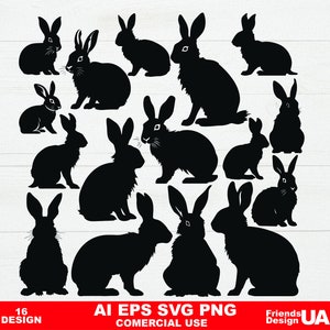 Rabbit silhouette SVG pack, Bunny SVG, Rabbit clipart,  Rabbit Cut Files For Cricut, Bunny outline svg, Farm Animal svg