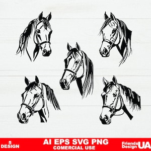 Pferdekopf SVG, Pferdesvg, Pferdesilhouette, Pferd PNG, Pferdevektor, Sofortiger Download, Pferdeschnittdatei
