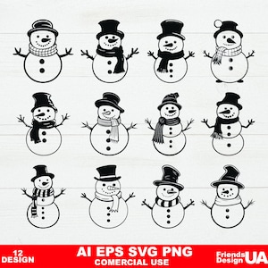 Snowman SVG, Christmas svg, Snowman in hat Svg, Christmas snowman clipart, Cute snowman, Svg File For Cricut, Let it Snow SVG, Vector