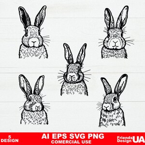 Rabbit Head SVG, Bunny Pack Svg, Rabbit Cricut, Rabbit Clipart, Rabbit Cut Files, Bunny Cricut, Bunny Clipart, Rabbit Silhouette