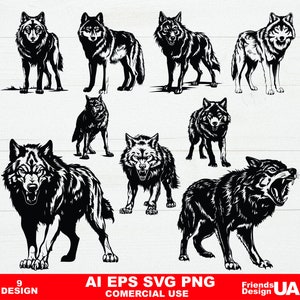 Wolf SVG, Wolf Clipart, Wild wolf PNG, Howling Wolf, Cut File For Cricut, T-Shirt design