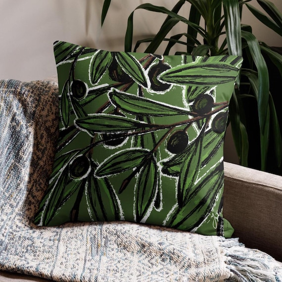 Olive Branches Throw Pillow | 22x22 in.