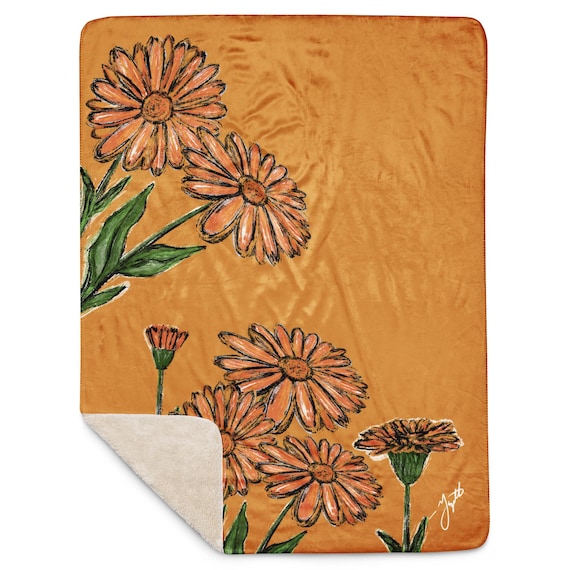 Oversized Calendula Sherpa Blanket | 60x80 in.