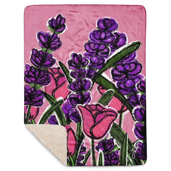Oversized Tulip Lavender Dance Sherpa Blanket | 60x80 in.