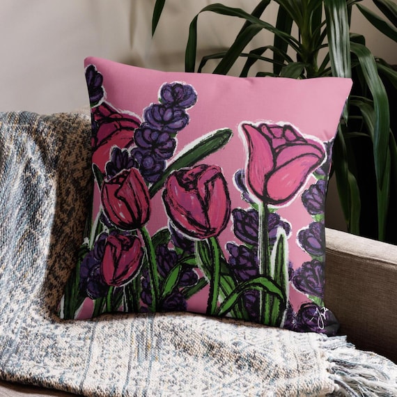 Tulip Lavender Dance Throw Pillow | 22x22 in.