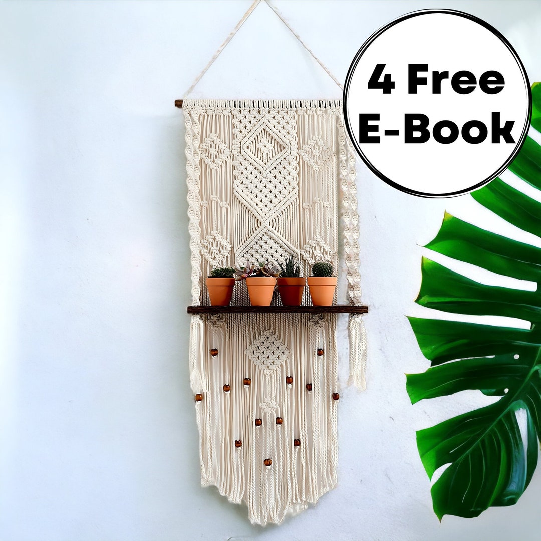 Macrame Shelf Wall Hanging Macrame Plant Hanger Boho Wall Etsy